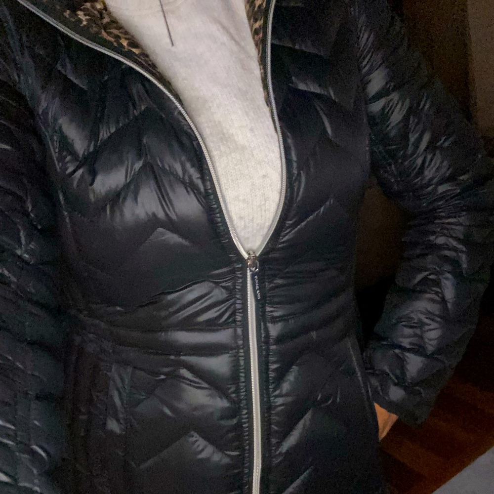 Michael Michael Kors Packable Down Fill Hooded Black Puffer Coat Size S